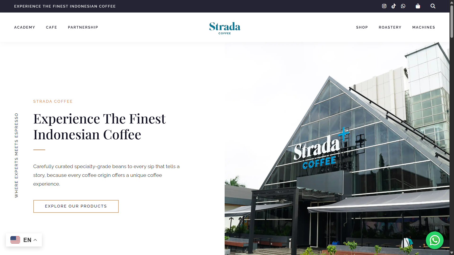 Tampilan website e-commerce coffee shop
